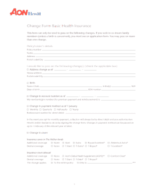 Health Insurance Change Form
