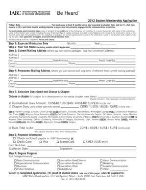 2012 Student Membership Application