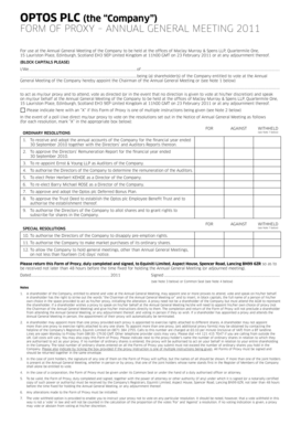 Form of Proxy - Annual General Meeting 2011