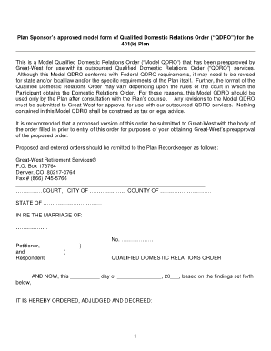 Qualified Domestic Relations Order Template