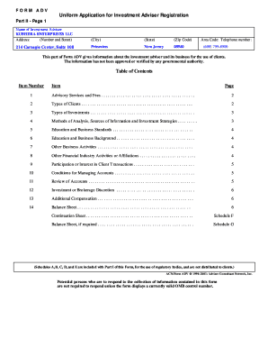 Form ADV Investment Adviser Registration
