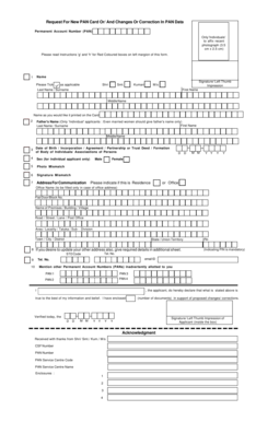 Request For New PAN Card Or/ And Changes Or Correction In PAN Data