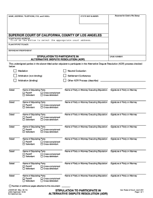 Stipulation to Participate in ADR
