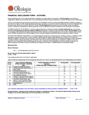 Financial Disclosure Form – Authors
