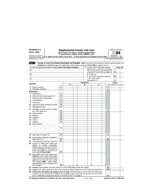 Schedule E (Form 1040) 2004