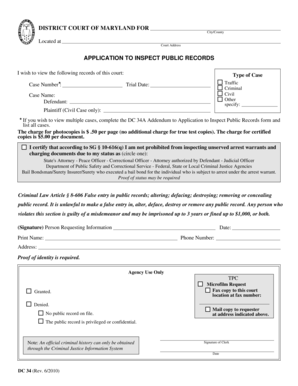 Maryland Public Records Inspection Application