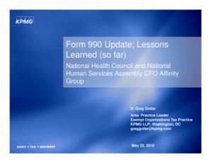 Form 990 Update Lessons Learned