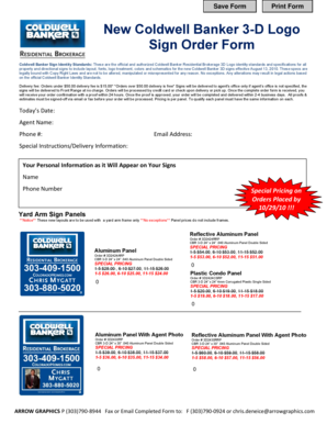 Coldwell Banker Sign Order Form