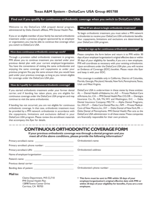DeltaCare USA Continuous Orthodontic Coverage Form