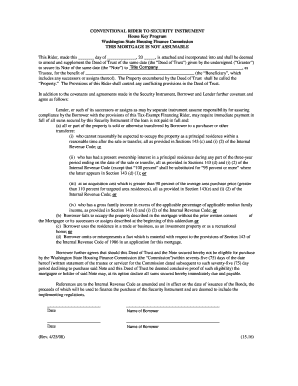Conventional Rider to Security Instrument