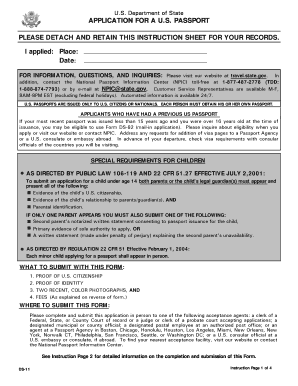 US Passport Application Form DS-11