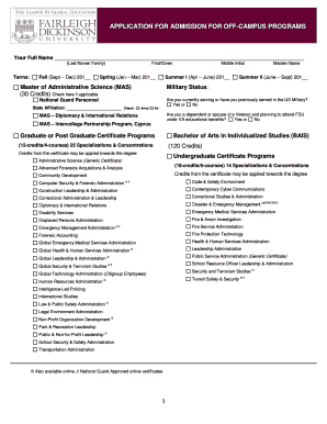 Application for Admission for Off-Campus Programs