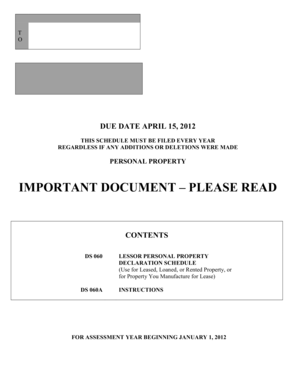 Colorado Lessor Personal Property Declaration Schedule