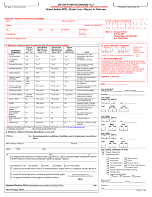 Federal Perkins Student Loan Deferment Request