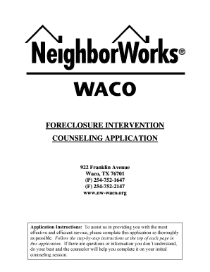 FORECLOSURE INTERVENTION COUNSELING APPLICATION - nw-waco