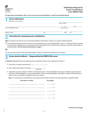 Distribution Request for Excess Contributions from SIMPLE IRAs