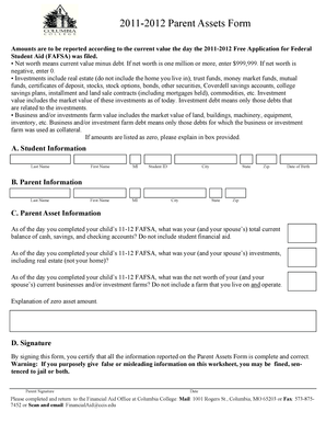2011-2012 Parent Assets Form