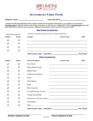 Investment Value Form