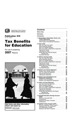 IRS Publication 970 Tax Benefits for Education