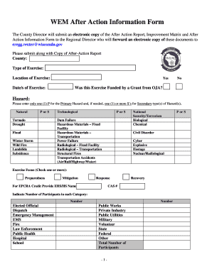 Softball score sheets - WEM After Action Information Form - Wisconsin Emergency ... - emergencymanagement wi