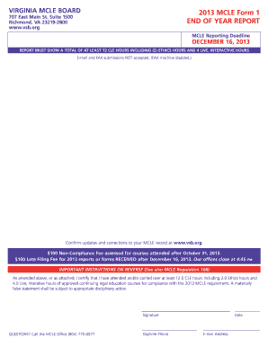 Virginia MCLE Board 2013 End of Year Report