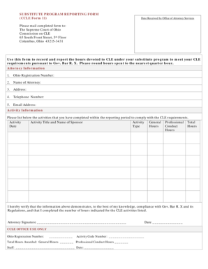 Ohio Substitute Program Reporting Form