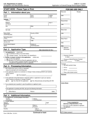 US Immigration Nonimmigrant Status Extension/Change Application