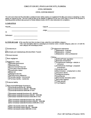 Florida Civil Cover Sheet