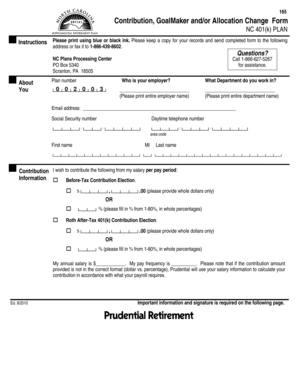 NC 401(k) Contribution GoalMaker Form