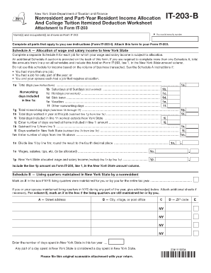 New York State Nonresident Income Allocation Form IT-203-B