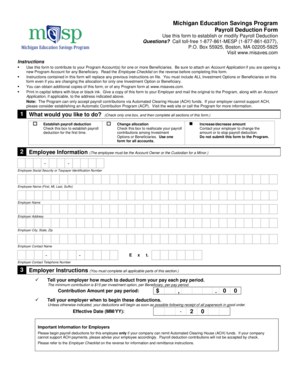 Michigan Education Savings Program Payroll Deduction Form