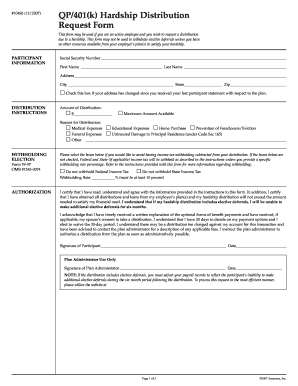 qp401k hardship application distribution form