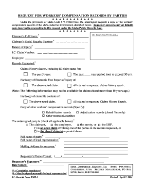 Idaho Workers’ Compensation Records Request Form