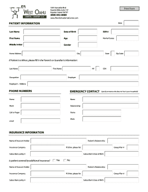 Hawaii Dental Patient Information Form