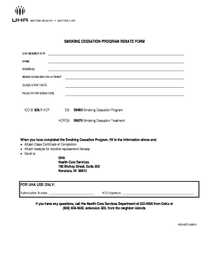 Smoking Cessation Program Rebate Form
