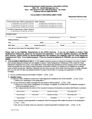 Alaska TAA Eligibility and Enrollment Form