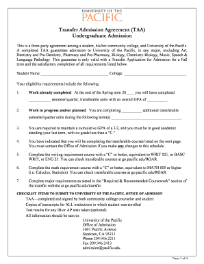 Transfer Admission Agreement (TAA)