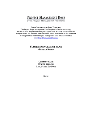 scope management plan example pdf