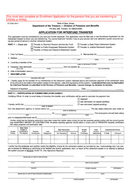 New Jersey Interfund Transfer Application