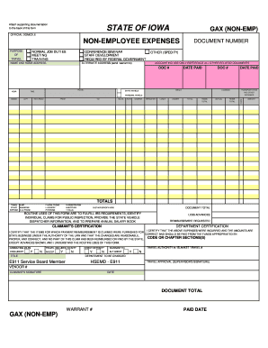 Iowa Non-Employee Expense Form