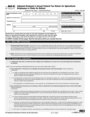 Form 943-X Adjusted Employer’s Annual Federal Tax Return
