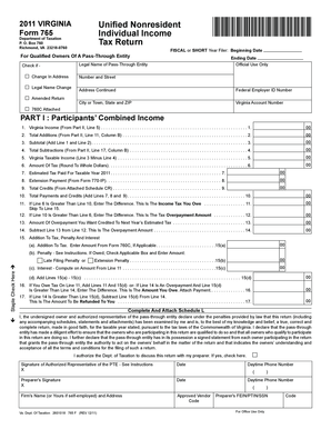 Virginia Form 765 Individual Income Tax Return
