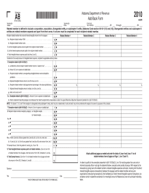 Alabama Add-Back Form
