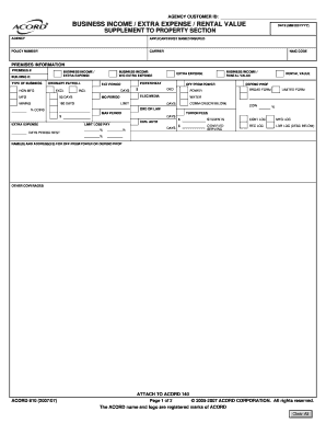 ACORD 810 Business Income Form