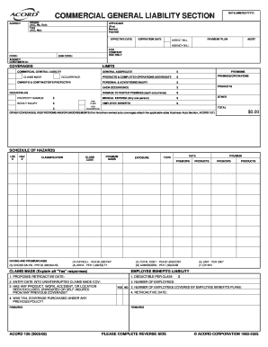 Commercial General Liability Insurance Application