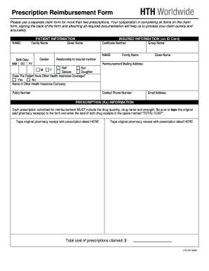 Prescription Reimbursement Form