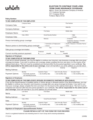 Long Term Care Insurance Continuation Form