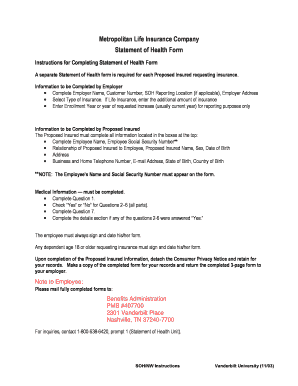 MetLife Statement of Health Form