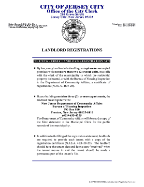 New Jersey Landlord Registration Form