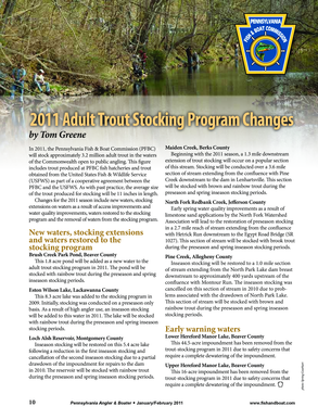 2011 Adult Trout Stocking Program Changes
